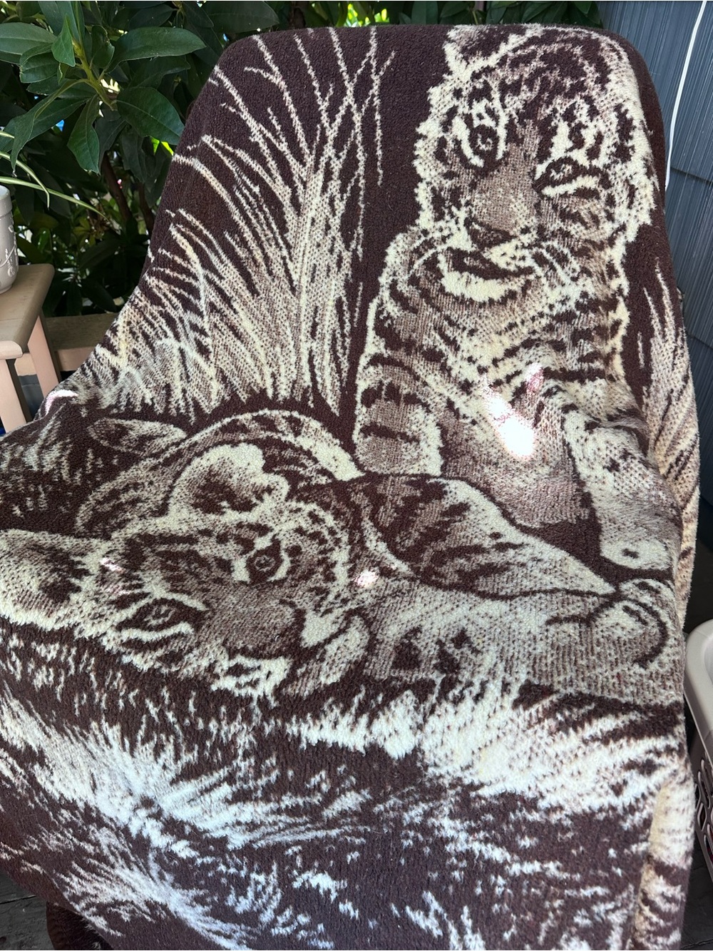 Vintage MORA Blanket Tiger Cubs Reversible 78" X 54" Made in Spain